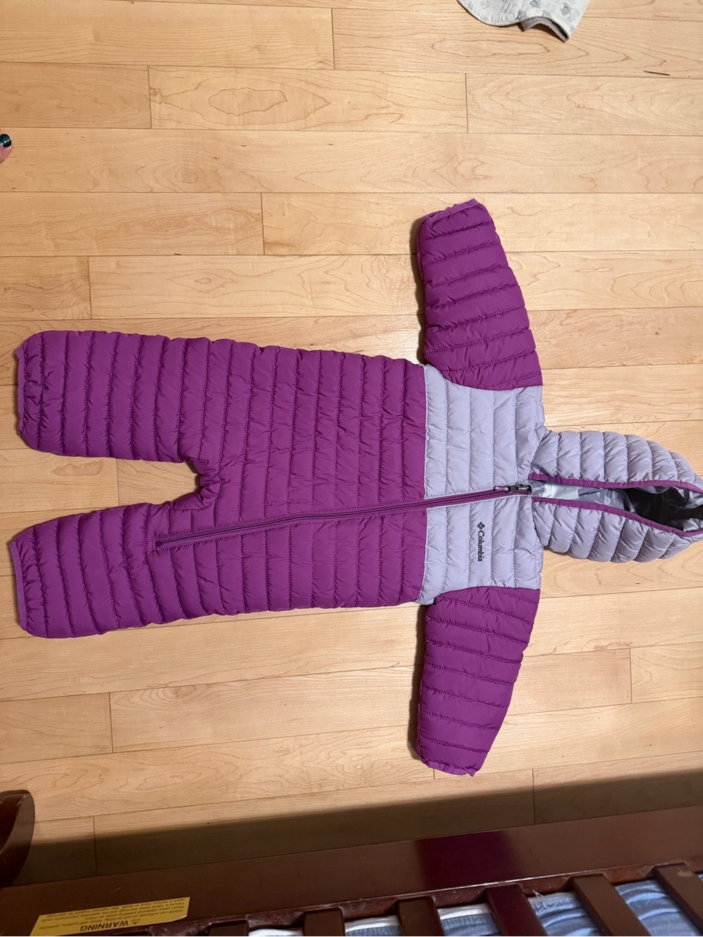 Columbia Purple and Light Gray Infant Puffy One-Piece Snowsuit